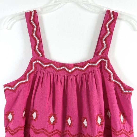 LOFT Top Womens XS Hot Pink Tiered Sleeveless  Peplum Swing Tank Linen Blend Top - Picture 3 of 12